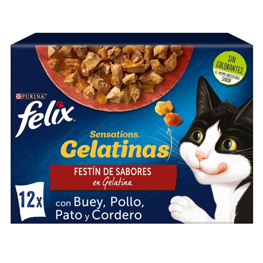 12 sobres x 85 g Felix Sensations Fest&iacute;n de Sabores sobres en gelatina para gatos, , large indicador imagen numero 1